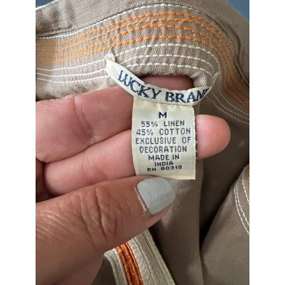 Lucky Brand  Dress M Linen Blend Lagom Beachy Boho Lagenlook - Picture 5 of 11